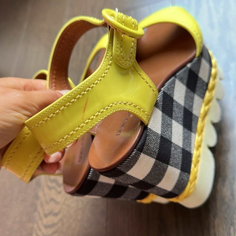 Dolce&Gabbana yellow & checkered platform sandal 37 - Picture 4 of 7
